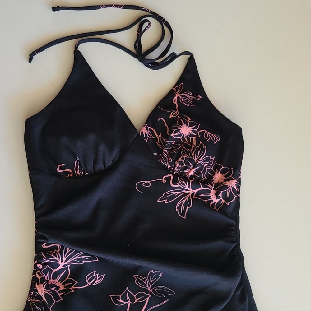Charlotte russe floral dress black and pink halter Size Small - Picture 3 of 4